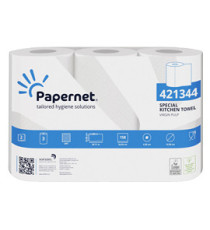 Rotolo asciugatutto professionale - 2 veli - 23 cm x 38,71 m - 158 strappi - bianco - Papernet - pacco 3 rotoli