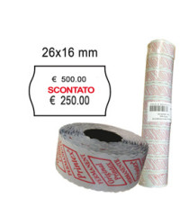 Rotolo da 1000 etichette a onda per Printex Smart 16/2616 - SCONTATO - 26x16 mm - adesivo permanente - bianco - Printex Rotolo da 1000 etichette a onda per Printex Smart 16/2616 - SCONTATO - 26x16 mm - adesivo permanente - bianco - Printex