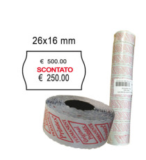 Rotolo da 1000 etichette a onda per Printex Smart 16/2616 - SCONTATO - 26x16 mm - adesivo permanente - bianco - Printex Rotolo da 1000 etichette a onda per Printex Smart 16/2616 - SCONTATO - 26x16 mm - adesivo permanente - bianco - Printex