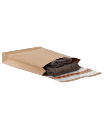 Sacchetti a fondo quadro E-Green - 40 x 50 x 10 + 10 cm - carta kraft - avana - Bong Packaging - conf. 100 pezzi