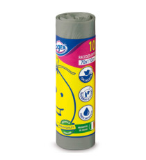 Sacchi per immondizia - 70x110 cm - 120 L - 16 micron - grigio - Logex Professional - rotolo da 10 sacchetti
