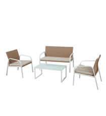 Salotto Madeira - bianco/beige - Garden Friend - set 4 elementi Salotto Madeira - bianco/beige - Garden Friend - set 4 elementi