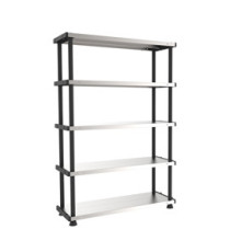 Scaffale - 5 ripiani - 119 x 45 x 185 cm - PPL /metallo - grigio/nero - Terry Scaffale - 5 ripiani - 119 x 45 x 185 cm - PPL /metallo - grigio/nero - Terry