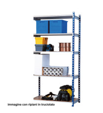 Scaffale Rang'Eco180 - modulo aggiunta - 5 ripiani - portata ripiano 180 kg - 100 x 35 x 200 cm - acciaio - grigio/blu - Scaffale Rang'Eco180 - modulo aggiunta - 5 ripiani - portata ripiano 180 kg - 100 x 35 x 200 cm - acciaio - grigio/blu -
