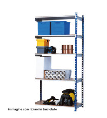 Scaffale Rang'Eco180 - modulo aggiunta - 5 ripiani - portata ripiano 180 kg - 100 x 35 x 200 cm - acciaio - grigio/blu - Scaffale Rang'Eco180 - modulo aggiunta - 5 ripiani - portata ripiano 180 kg - 100 x 35 x 200 cm - acciaio - grigio/blu -