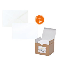 Scatola 100 biglietti + 100 buste - Bristol - bianco - 9 x 14 cm - Rex Sadoch