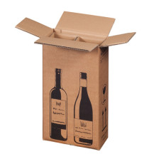 Scatola Wine Pack - 2 bottiglie - 20,4 x 10,8 x 36,8 cm - cartone doppia onda - avana - Bong Packaging - conf. 10 pezzi Scatola Wine Pack - 2 bottiglie - 20,4 x 10,8 x 36,8 cm - cartone doppia onda - avana - Bong Packaging - conf. 10 pezzi