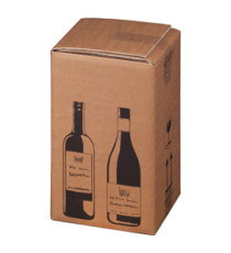 Scatola Wine Pack - 4 bottiglie - 21,2 x 20,4 x 36,8 cm - cartone doppia onda - avana - Bong Packaging - conf. 10 pezzi Scatola Wine Pack - 4 bottiglie - 21,2 x 20,4 x 36,8 cm - cartone doppia onda - avana - Bong Packaging - conf. 10 pezzi