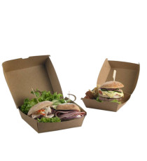 Scatole per hamburger Street Food in carta kraft - 16 x 16 x 9 cm - Leone - conf. 50 pezzi Scatole per hamburger Street Food in carta kraft - 16 x 16 x 9 cm - Leone - conf. 50 pezzi