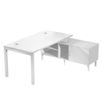 Scrivania Agorà - con mobile di servizio portante - 145 x 140 x L 72,5 cm - bianco