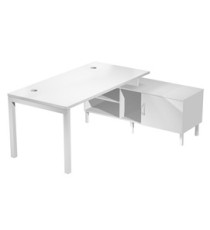 Scrivania Agorà - con mobile di servizio portante - 165 x 140 x L 72,5 cm - bianco