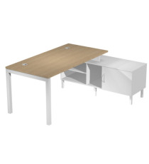 Scrivania Agorà - con mobile di servizio portante - 205 x 140 x L 72,5 cm - rovere