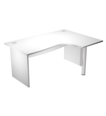 Scrivania compact Agorà - fianco dx melaminico - L160 x P120/80/60 x H73 cm - con supporto metallico - bianco