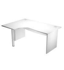 Scrivania compact Agorà - fianco sx melaminico - L160 x P120/80/60 x H73 cm - con supporto metallico - bianco