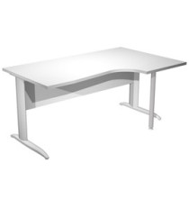 Scrivania Compact Destro Easy - 160 x 60/80/100 cm - Bianco/grigio alluminio