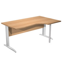 Scrivania Compact Destro Easy - 160 x 60/80/100 cm - Faggio/grigio alluminio