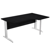 Scrivania Compact Destro Easy - 160 x 60/80/100 cm - Nero venato/grigio alluminio