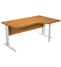 Scrivania Compact Destro Easy - 160 x 60/80/100 cm - Noce chiaro/grigio alluminio