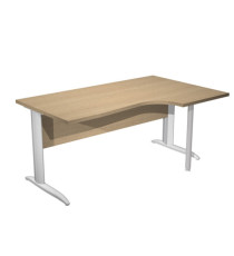 Scrivania Compact Destro Easy - 160 x 80/100 cm - Rovere/grigio alluminio