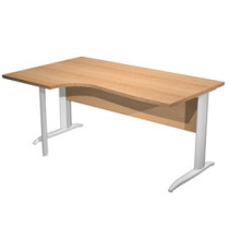 Scrivania Compact Sinistro Easy - 160 x 60/80/100 cm - Faggio/grigio alluminio