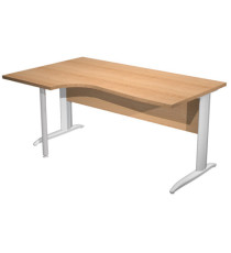 Scrivania Compact Sinistro Easy - 160 x 60/80/100 cm - Faggio/grigio alluminio