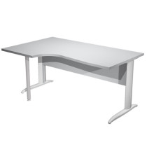 Scrivania Compact Sinistro Easy - 160 x 60/80/100 cm - Grigio/grigio alluminio