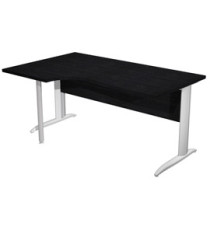 Scrivania Compact Sinistro Easy - 160 x 60/80/100 cm - Nero venato/grigio alluminio