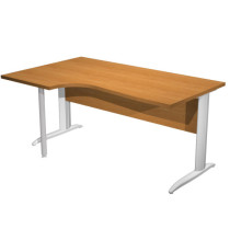 Scrivania Compact Sinistro Easy - 160 x 60/80/100 cm - Noce chiaro/grigio alluminio