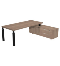 Scrivania direzionale Prestige Quadro - con mobile di servizio - 180 x 90 cm - ciliegio arabis/nero