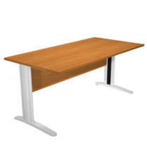 Scrivania Easy fianchi verniciati effetto cromato - lineare - 120 x 80 x 72 cm - noce chiaro Scrivania Easy fianchi verniciati effetto cromato - lineare - 120 x 80 x 72 cm - noce chiaro