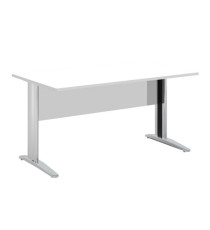 Scrivania Easy fianchi verniciati effetto cromato - lineare - 140 x 80 x 72 cm - bianco