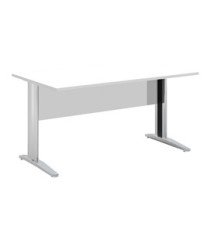 Scrivania Easy fianchi verniciati effetto cromato - lineare - 140 x 80 x 72 cm - bianco