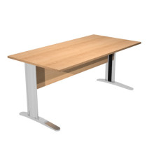 Scrivania Easy fianchi verniciati effetto cromato - lineare - 140 x 80 x 72 cm - faggio