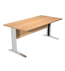 Scrivania Easy fianchi verniciati effetto cromato - lineare - 140 x 80 x 72 cm - faggio