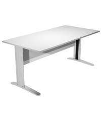 Scrivania Easy fianchi verniciati effetto cromato - lineare - 140 x 80 x 72 cm - grigio