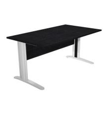 Scrivania Easy fianchi verniciati effetto cromato - lineare - 140 x 80 x 72 cm - nero venato