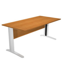 Scrivania Easy fianchi verniciati effetto cromato - lineare - 140 x 80 x 72 cm - noce chiaro