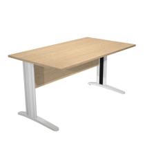 Scrivania Easy fianchi verniciati effetto cromato - lineare - 140 x 80 x 72 cm - rovere