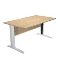 Scrivania Easy fianchi verniciati effetto cromato - lineare - 140 x 80 x 72 cm - rovere