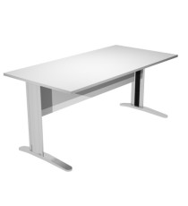 Scrivania Easy fianchi verniciati effetto cromato - lineare - 160 x 80 x 72 cm - grigio