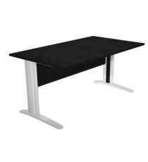 Scrivania Easy fianchi verniciati effetto cromato - lineare - 160 x 80 x 72 cm - nero venato