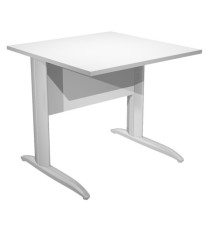 Scrivania Easy fianchi verniciati effetto cromato - lineare - 80 x 80 x 72 cm - bianco