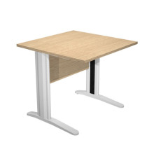 Scrivania Easy fianchi verniciati effetto cromato - lineare - 80 x 80 x 72 cm - rovere