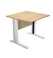 Scrivania Easy fianchi verniciati effetto cromato - lineare - 80 x 80 x 72 cm - rovere