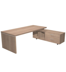 Scrivania Manager Prestige - con mobile servizio reversibile - 180 x 90 x 74 cm - ciliegio arabis