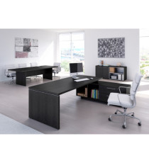 Scrivania Manager Prestige - con mobile servizio reversibile - 180 x 90 x 74 cm - nero venato