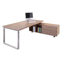 Scrivania Manager Prestige Metal - con mobile servizio reversibile - 180 x 90 x 74 cm - ciliegio arabis