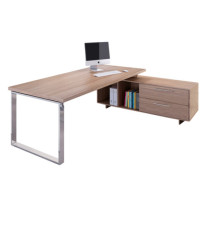 Scrivania Manager Prestige Metal - con mobile servizio reversibile - 180 x 90 x 74 cm - ciliegio arabis