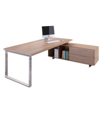 Scrivania Manager Prestige Metal - con mobile servizio reversibile - 210 x 90 x 74 cm - ciliegio arabis