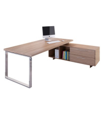 Scrivania Manager Prestige Metal - con mobile servizio reversibile - 210 x 90 x 74 cm - ciliegio arabis